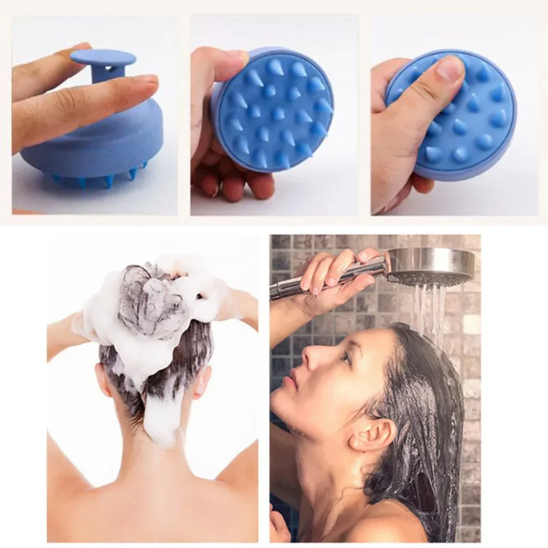 Escova de silicone para lavar cabelo e massagear o couro cabeludo